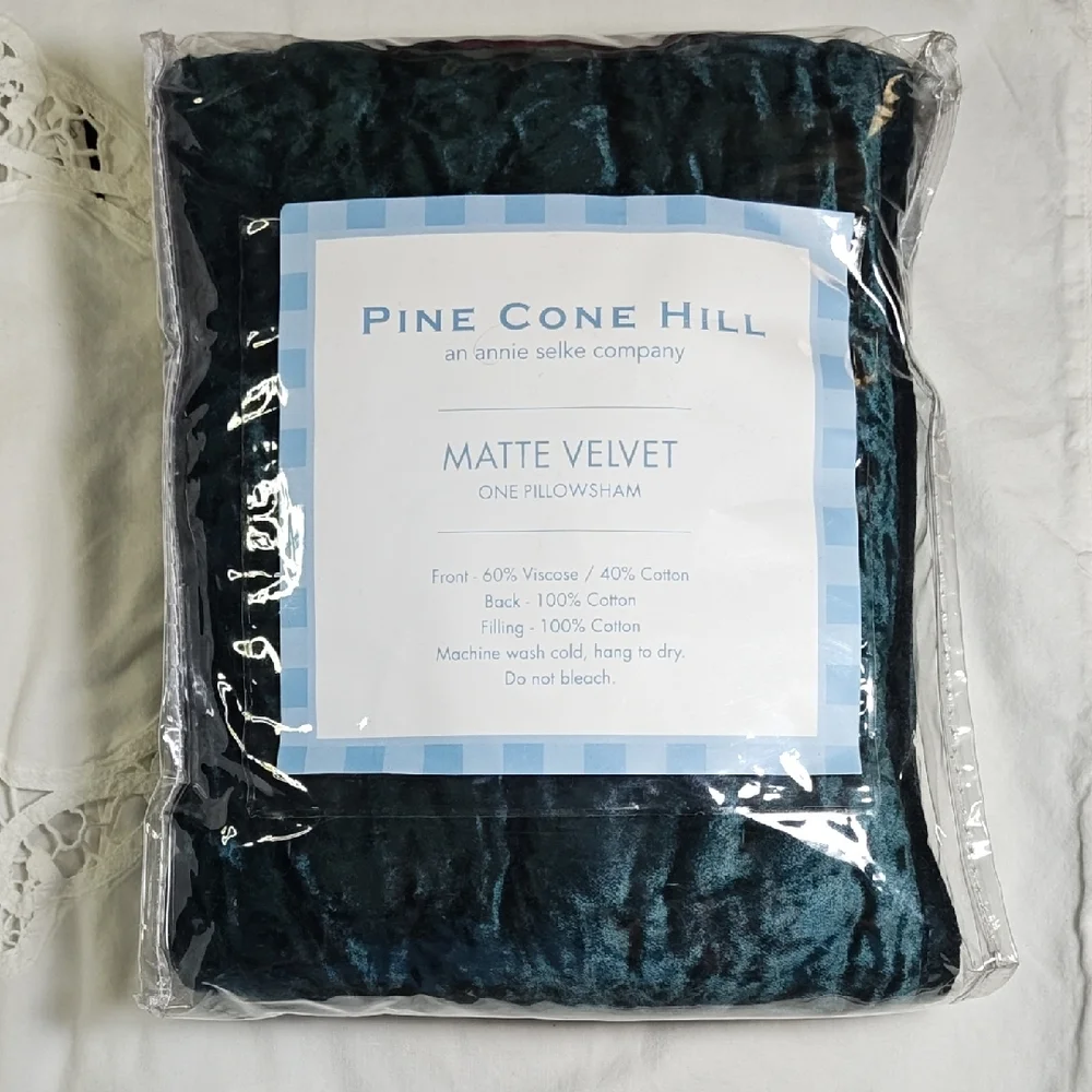 Pine Cone Hill Green Matte Velvet Pillow Shams